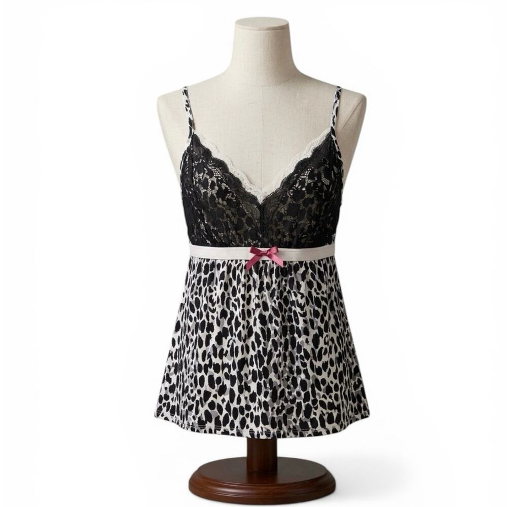 George Leopard Print Lace Babydoll Tank Top XL 16-18 Animal Camisole Sleeveless